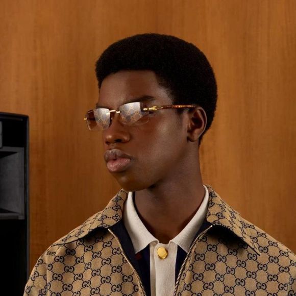 Gucci GG1221S 004 BRAND NEW Sunglasses Gold Yellow Red Mirrored Square Unisex - Picture 13 of 14